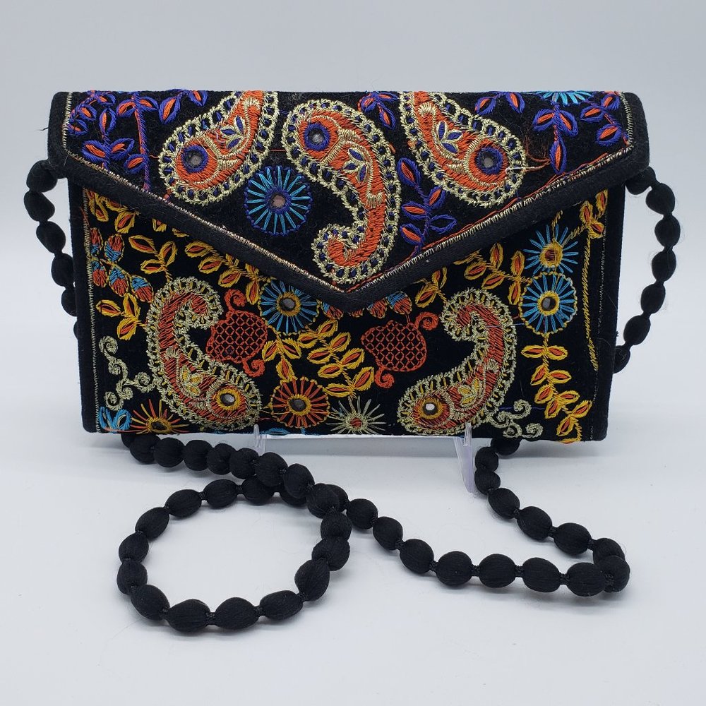 India Multicoloured Envelope Embroidered Paisley Bag - Picture 13 of 13